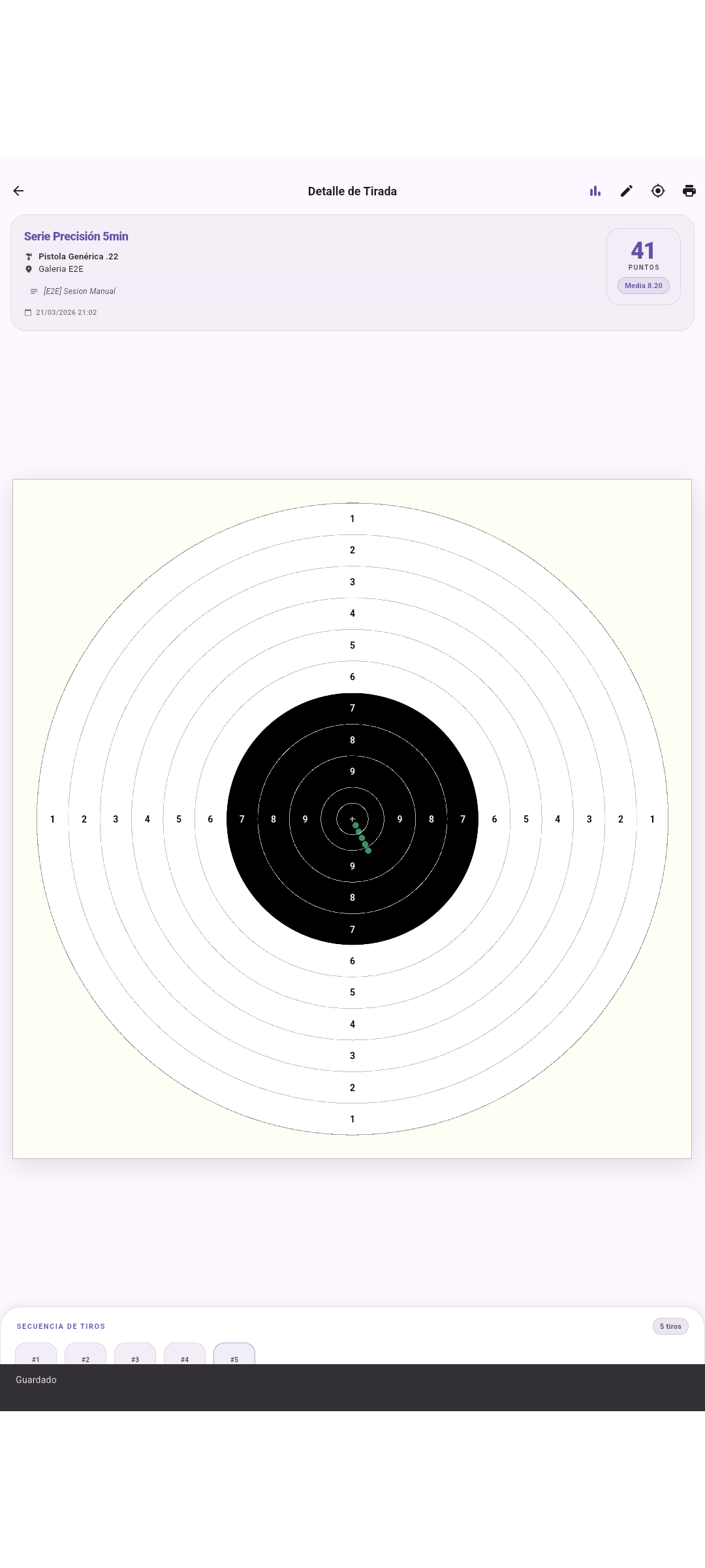 Detalle de tirada de entrenamiento